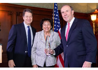 Left to Right: Neal Shapiro, President and CEO of WNET; Congresswoman Nita Lowey; Patrick Butler, President and CEO of APTS