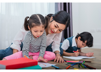 Mom and kids at-home learning